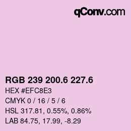 カラーコード: RGB 239 200.6 227.6 | qconv.com