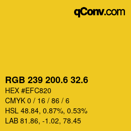 カラーコード: RGB 239 200.6 32.6 | qconv.com