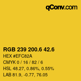カラーコード: RGB 239 200.6 42.6 | qconv.com