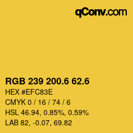 カラーコード: RGB 239 200.6 62.6 | qconv.com