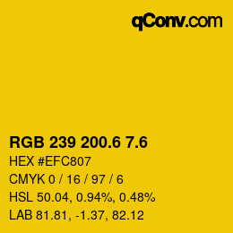 カラーコード: RGB 239 200.6 7.6 | qconv.com