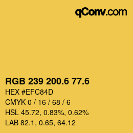 カラーコード: RGB 239 200.6 77.6 | qconv.com