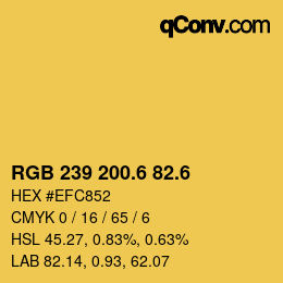 カラーコード: RGB 239 200.6 82.6 | qconv.com