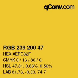 Código de color: RGB 239 200 47 | qconv.com