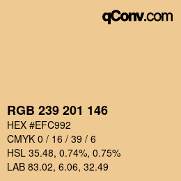 Código de color: RGB 239 201 146 | qconv.com