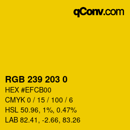 Color code: RGB 239 203 0 | qconv.com