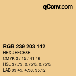 Color code: RGB 239 203 142 | qconv.com