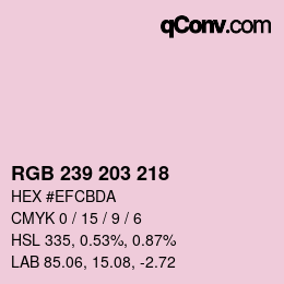 Color code: RGB 239 203 218 | qconv.com