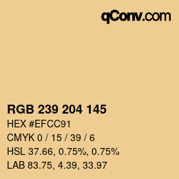 颜色代码: RGB 239 204 145 | qconv.com