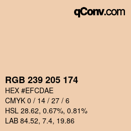 Color code: RGB 239 205 174 | qconv.com