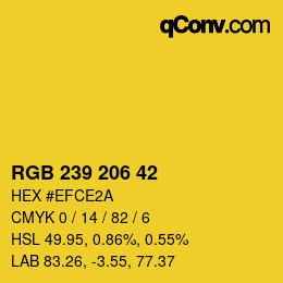 Color code: RGB 239 206 42 | qconv.com