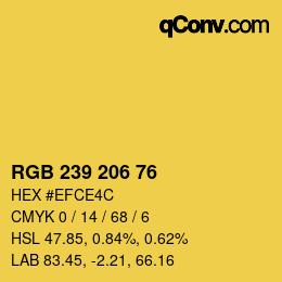 カラーコード: RGB 239 206 76 | qconv.com