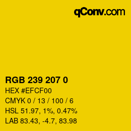 Color code: RGB 239 207 0 | qconv.com