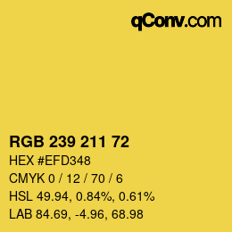 Color code: RGB 239 211 72 | qconv.com