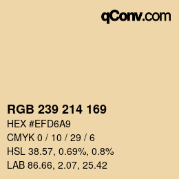 颜色代码: RGB 239 214 169 | qconv.com