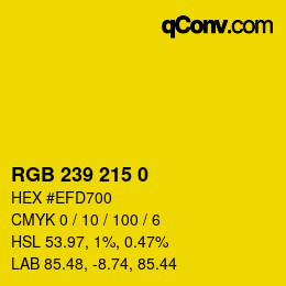カラーコード: RGB 239 215 0 | qconv.com