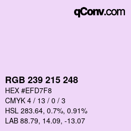 Color code: RGB 239 215 248 | qconv.com