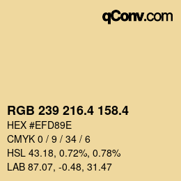 カラーコード: RGB 239 216.4 158.4 | qconv.com