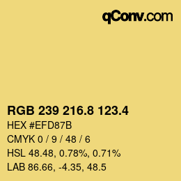 カラーコード: RGB 239 216.8 123.4 | qconv.com