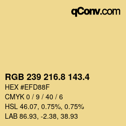 カラーコード: RGB 239 216.8 143.4 | qconv.com
