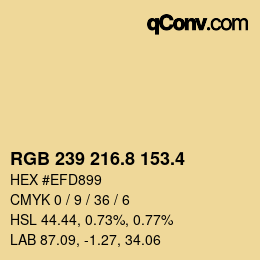 カラーコード: RGB 239 216.8 153.4 | qconv.com