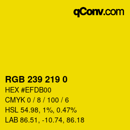 カラーコード: RGB 239 219 0 | qconv.com