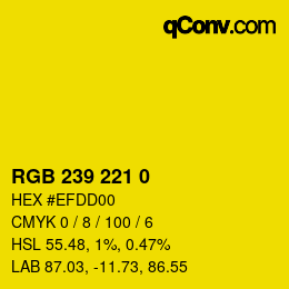 Color code: RGB 239 221 0 | qconv.com