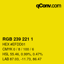 Color code: RGB 239 221 1 | qconv.com