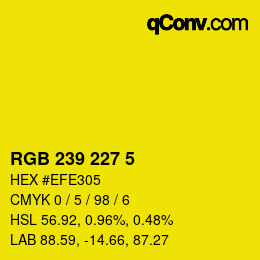 Color code: RGB 239 227 5 | qconv.com