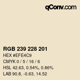 Color code: RGB 239 228 201 | qconv.com