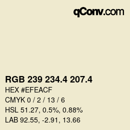 カラーコード: RGB 239 234.4 207.4 | qconv.com