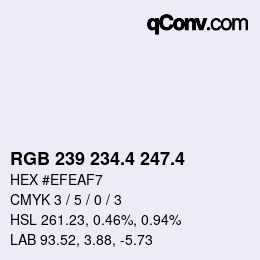 カラーコード: RGB 239 234.4 247.4 | qconv.com