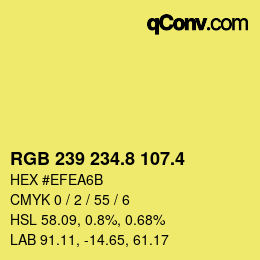 カラーコード: RGB 239 234.8 107.4 | qconv.com