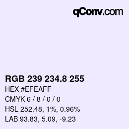 カラーコード: RGB 239 234.8 255 | qconv.com