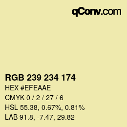 Color code: RGB 239 234 174 | qconv.com