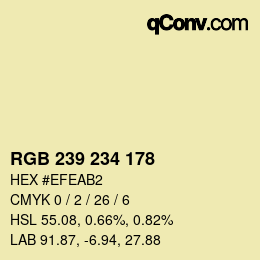 Color code: RGB 239 234 178 | qconv.com