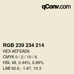 颜色代码: RGB 239 234 214 | qconv.com
