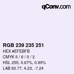 颜色代码: RGB 239 235 251 | qconv.com