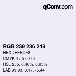 Color code: RGB 239 236 248 | qconv.com