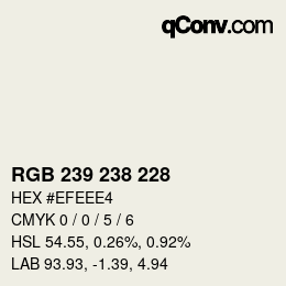 Farbcode: RGB 239 238 228 | qconv.com