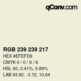 Código de color: RGB 239 239 217 | qconv.com