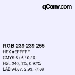 Color code: RGB 239 239 255 | qconv.com