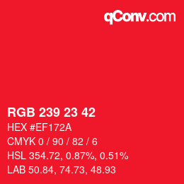 カラーコード: RGB 239 23 42 | qconv.com