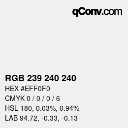 Código de color: RGB 239 240 240 | qconv.com