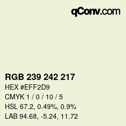 Código de color: RGB 239 242 217 | qconv.com