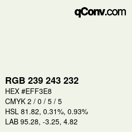 Color code: RGB 239 243 232 | qconv.com