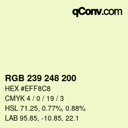 Farbcode: RGB 239 248 200 | qconv.com