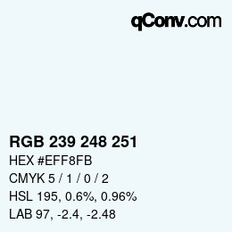 Color code: RGB 239 248 251 | qconv.com