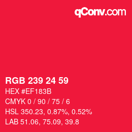 Color code: RGB 239 24 59 | qconv.com