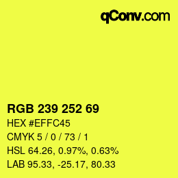 Farbcode: RGB 239 252 69 | qconv.com